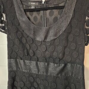 Alfani Black Polka Dot Dress Cap Sleeve Party Cocktail Career Womens